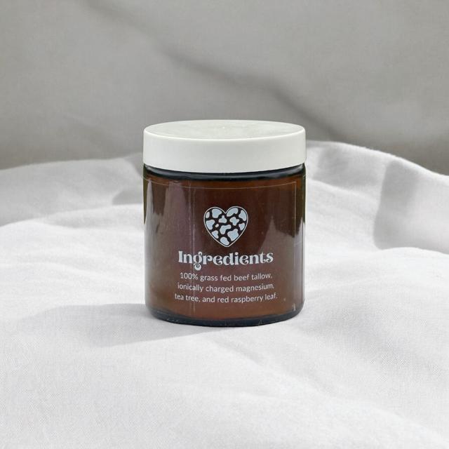 Whipped Body Tallow with Tea Tree & Raspberry Leaf Essential Oils, Magnesium, and Grass-Fed Beef Moisturizer - Body Care, Calming