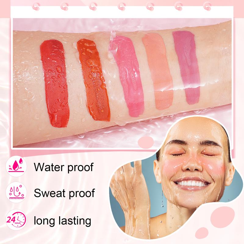 Random Color*3 Aliver Liquid Blush - 5 Colours, Long Lasting & Waterproof for Soft, Dewy Finish - Cosmetic, Makeup