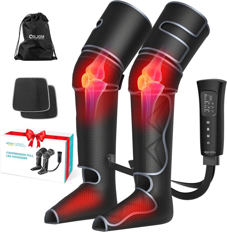 Leg Massager, Leg Air Compression Massager for Circulation and Pain Relief,2 Heat Levels Foot Knee Massager,6 Modes with Memory Function Controller, Full Leg Massager, Gift for Women Men