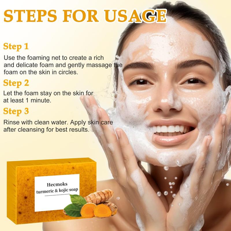 Hecmoks Illuminate Your Skin: Lemon Turmeric & Kojic Acid Soap for Brightening & Dark Spot Removal Body Care Cleansing