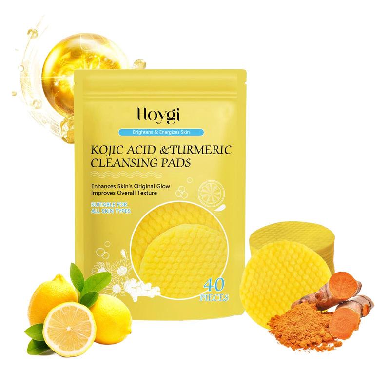 Turmeric Facial Cleansing Pads, 40pcs bag Gentle Exfoliating Facial Pads, Facial Skin Care Pads, Face Care Product for Women & Men