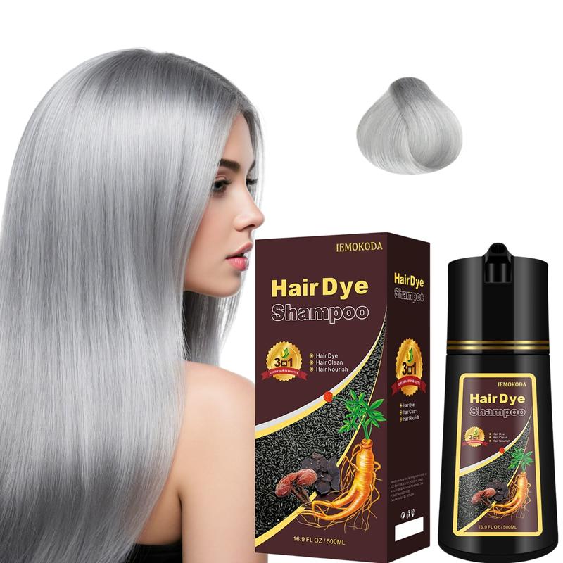 Instant Silver Gray 3-IN-1 Hair Dye Shampoo, Silver Hair Color Shampoo, Natural Shampoo Champu Para Canas, Long-lasting Herbal Haircare, 16.90 Fl Oz