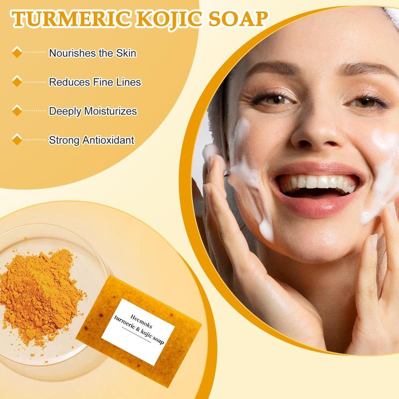 Hecmoks Illuminate Your Skin: Lemon Turmeric & Kojic Acid Soap for Brightening & Dark Spot Removal Body Care Cleansing