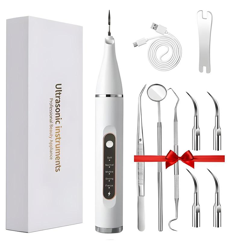 Portable Electric Teeth Cleaner, 1 Box Rechargeable Teeth Polisher with Tooth Tools & Replacement Heads, Oral Irrigator for Home & Travel