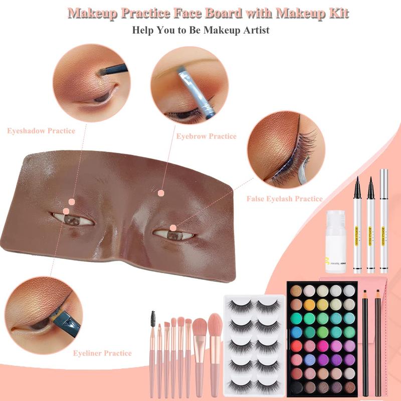 Makeup Practice  Board, 3D Realistic Practice Makeup  Set, Makeup Mannequin  with Makeup Kit for Professional Makeup Artists Students and Beginners to Practice Eyes Eyeshadow Makeup