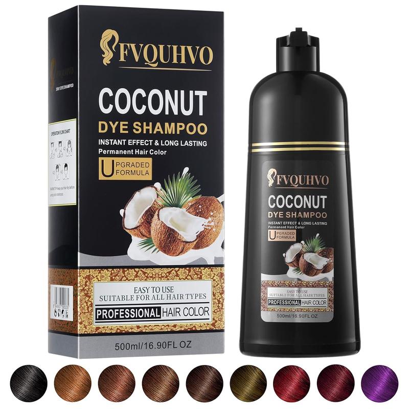 Black Hair Dye 16.9 Fl Oz, Coconut Oil Hair Dye Shampoo 3 in 1, Effect in Minutes, Long Lasting Hair Color Shampoo For Men & Women, Herbal Black Hair Shampoo (black) Haircare