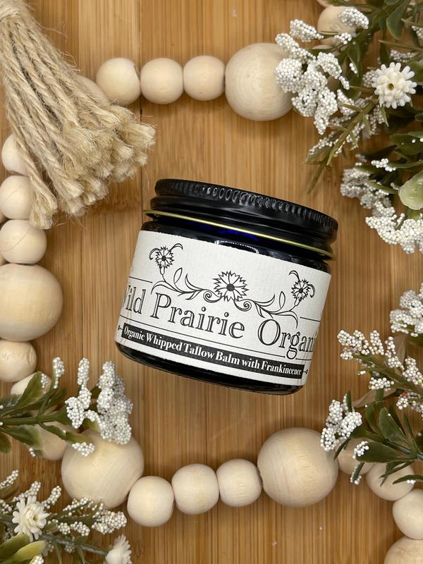 Whipped Organic Grass-Fed Tallow, Organic Cold-Pressed Jojoba Oil, Organic Frankincence Essential Oil Body Care Daily