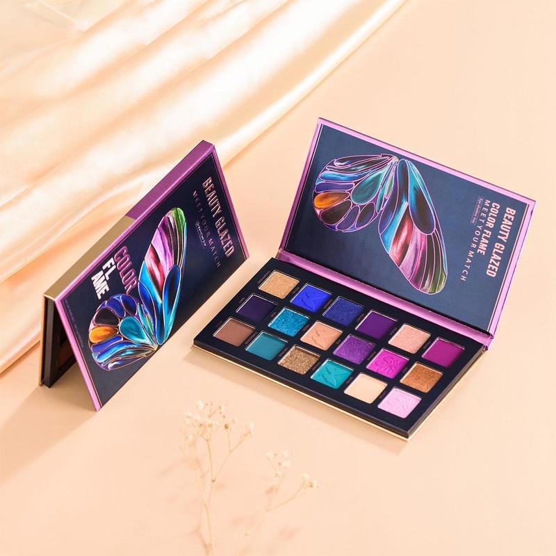 18 Color Butterfly Design Eyeshadow Palette, Matte and Glitter Eye Shadows, Long Lasting Shimmering Eye Makeup Products, High Pigmented Blendable Eyeshadow Powder, Colorful Eye Makeup Products for All Styles and Occasions