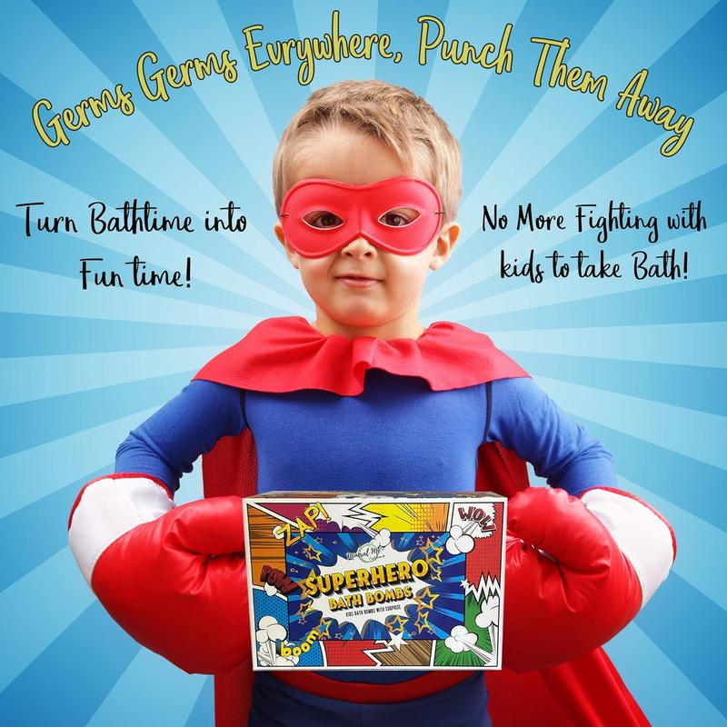 Bath Bombs for  with Toys Inside -  Bubble Bath Fizzies with Superhero  Surprises. Gentle and  Safe Bath Balls. Birthday Gifts for  - Boys, Girls,  Party Favors