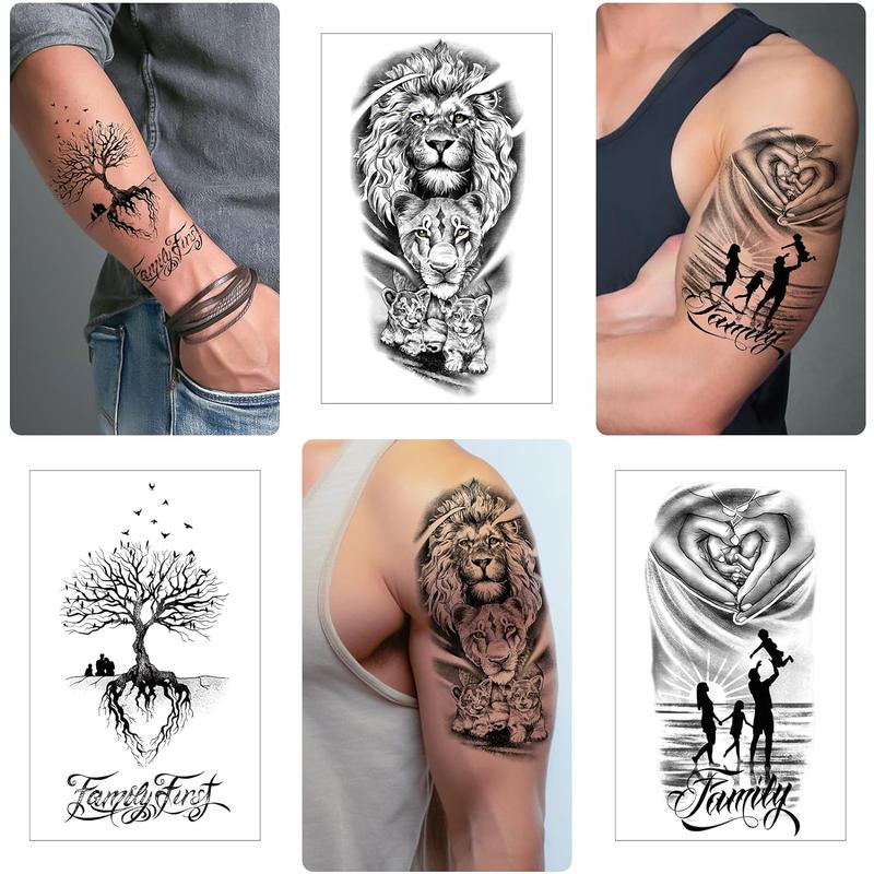 77 Sheets Temporary Tattoos for Family, Fake Family Tattoo for Couple Dating Family Gathering,  Family Love Unity Symbol Temporary Tattoo for Valentine Mother's Day Father's Day Easter Gift