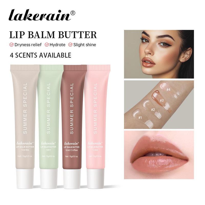 Glossy Finish Lip Balm Butter, 4 Counts set Moisturizing & Nourishing Lip Balm, Plumping Lip Oil Lip Stick for Girls & Women