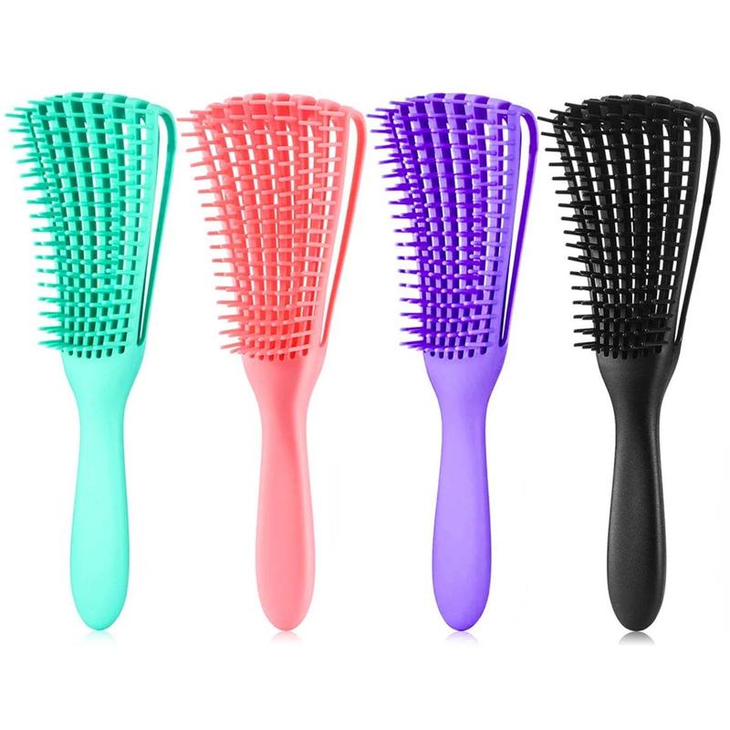 Hair Detangling Brush, 4 Counts Wet & Dry Hair Detailing Comb, Scalp Massage Comb, Curly Hair Detangling & Styling Tool, Hairdressing Comb for Women Men, Straight & Curl Hair Massaging Comb