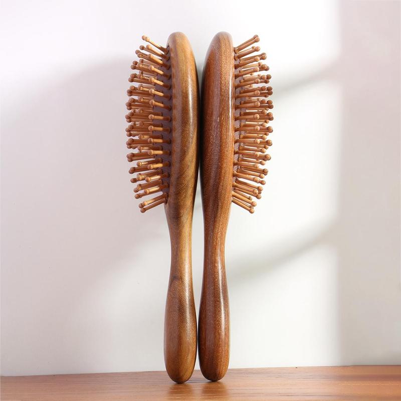 Wooden Hair Brush, 1 Count Hair Detangling & Styling Tool, Scalp Massage Comb, Heatless Styling Tool