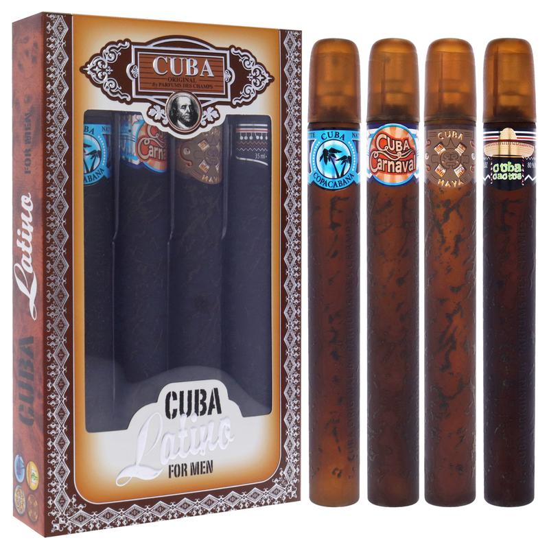 Cuba Latino Collection by Cuba for Men - 4 Pc Gift Set 1.17oz Cuba Copacabana EDT Spray, 1.17oz Cuba