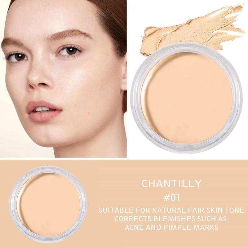 Cream Pot Concealer Full Coverage Set Waterproof Foundation Palette with Brush by [Brand Name] - Conceal Dark Circles, Brighten Under-Eye, Color Correcting Vegan Makeup, 01