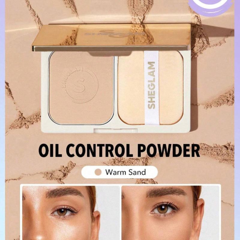 SHEGLAM Warm Sand Anti-Oil Pressed Powder - Long Lasting Setting Powder for Pore-less Makeup - Cosmetic