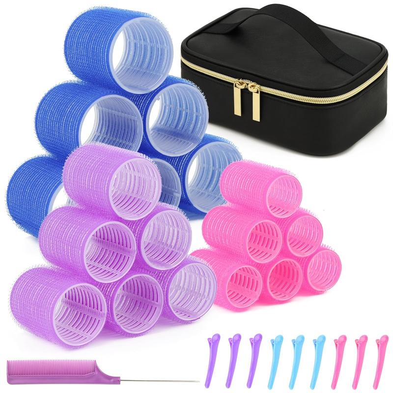 Hair Rollers Set, 29 count Self Grip Heatless Hair Curlers Styling Tools Hair Rollers for Blowout Look for Long Hair DIY Rollers Hair Curlers