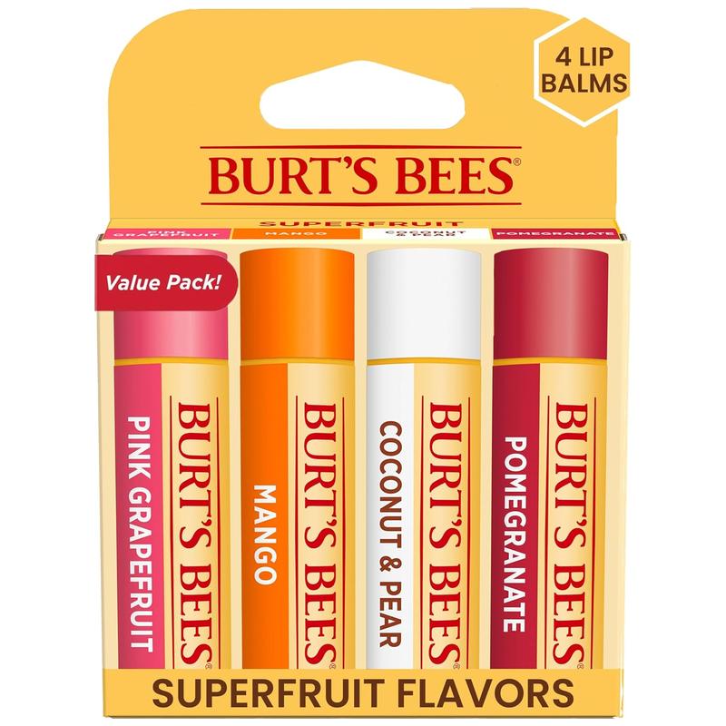 Burt'S Bees Lip Balm Stocking Stuffers, Moisturizing Lip Care Christmas Gifts, Freshly Picked - Original Beeswax, Cucumber Mint, Watermelon, & Sweet Mandarin, Natural Origin Treatment (4-Pack) Burt's Bees Burt's Bees