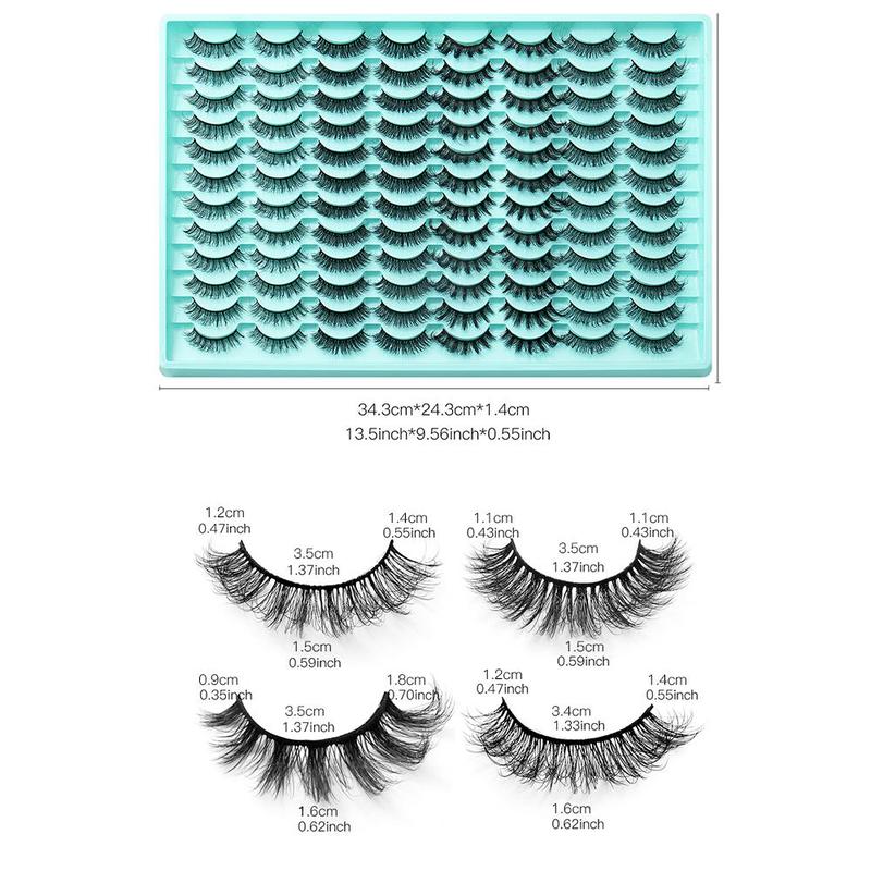 Fluffy False Eyelashes, 48 Pairs Wispy Faux Cluster Lashes, Natural Curling Eye Makeup Strip Lashes, Full Volume Eyelash for Lashes Extensions