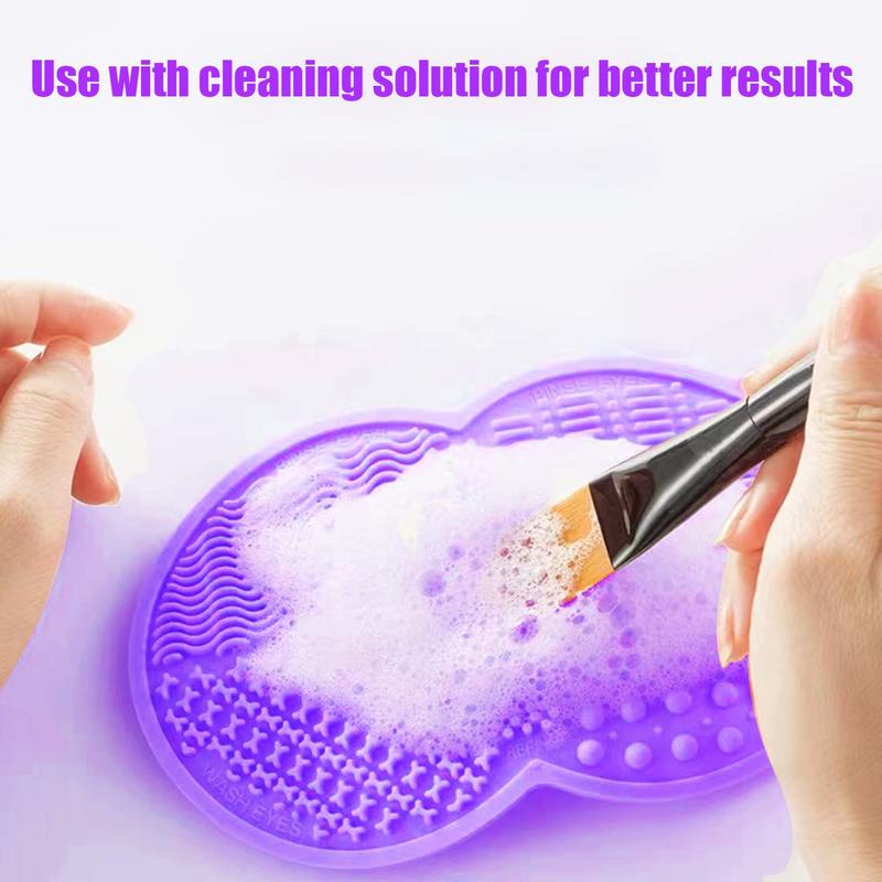 Makeup Brush Cleaning Mat, Silicone Makeup Brush Scrubber, Makeup Brush Cleaner Pad, Cosmetic Brush Cleaner, Brush Cleaning Pad, Suitable for Makeup Brush, Makeup Sponge, Powder Puff (Purple) Smooth Cleansing