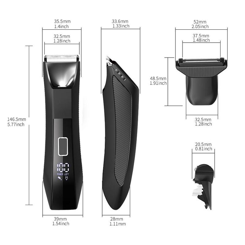 Electric Hair Trimmer, 1 Box 2 in 1 Body Hair Trimmer & Accessories for Men, Lightweight Waterproof Hair Trimmer with LED Display, Hair Removal Tool for Men