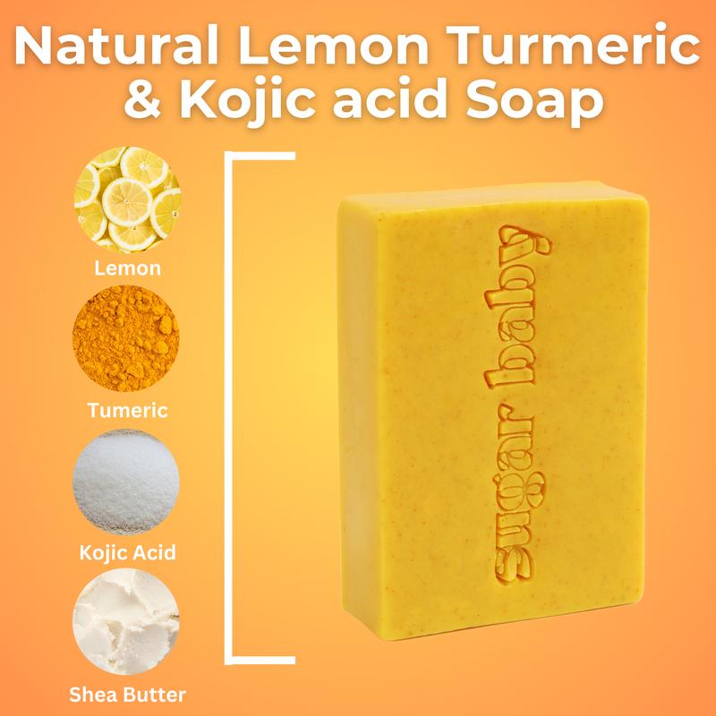 New - Natural Lemon Turmeric & Kojic acid Soap - Daily Body wash soap for Gentle Skincare Routine