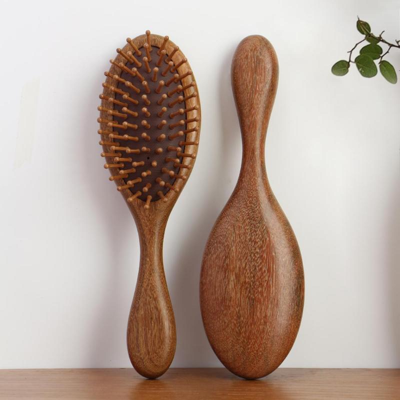 Wooden Hair Brush, 1 Count Hair Detangling & Styling Tool, Scalp Massage Comb, Heatless Styling Tool