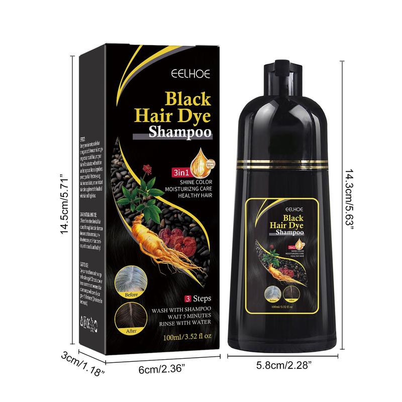 EELHOE Black Hair Shampoo Polygonum Multiflorum Essence Nourishes Cleans Repairs Black Soft Smooth Hair Shampoo