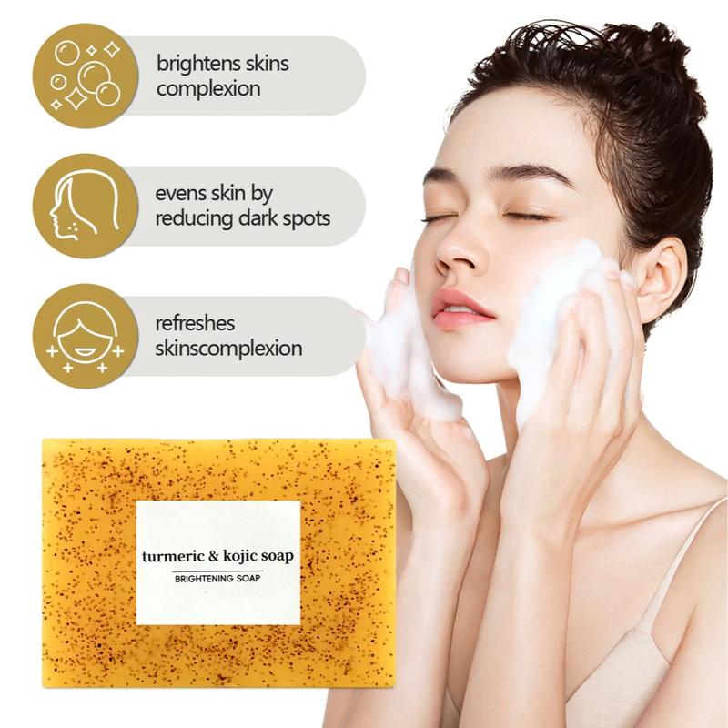 3PCS Turmeric & Kojic Acid Brightening Soap, Kojic Acid Soap, Soap Body Care Body Wash Lemon Flawless Organic Comfort Skin Repair Cleansing Skin Care Cleanser