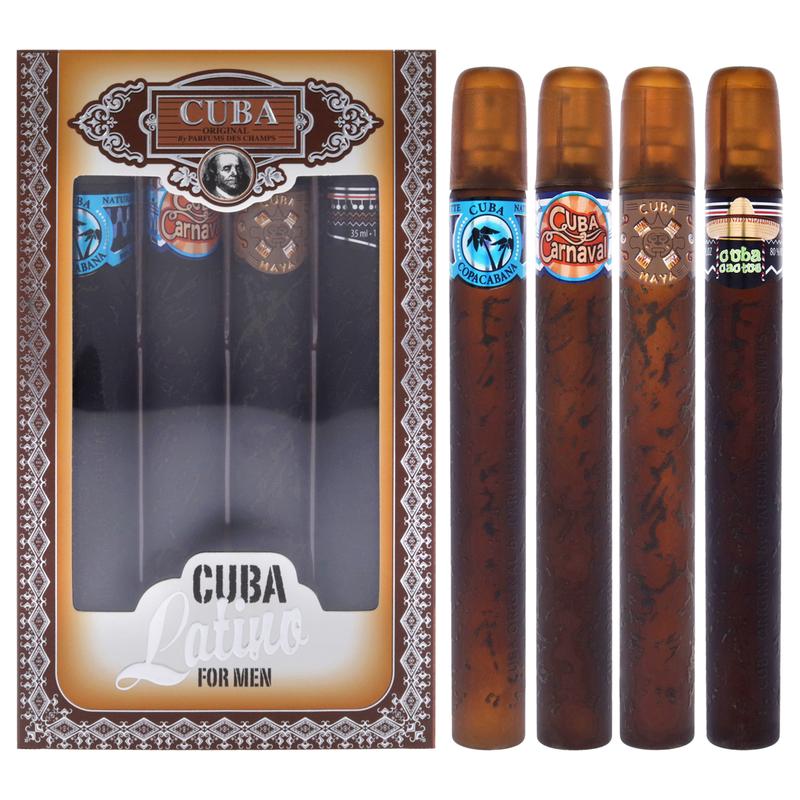 Cuba Latino Collection by Cuba for Men - 4 Pc Gift Set 1.17oz Cuba Copacabana EDT Spray, 1.17oz Cuba