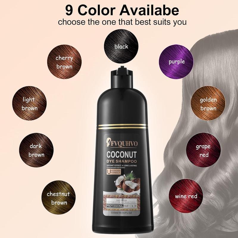 Black Hair Dye 16.9 Fl Oz, Coconut Oil Hair Dye Shampoo 3 in 1, Effect in Minutes, Long Lasting Hair Color Shampoo For Men & Women, Herbal Black Hair Shampoo (black) Haircare