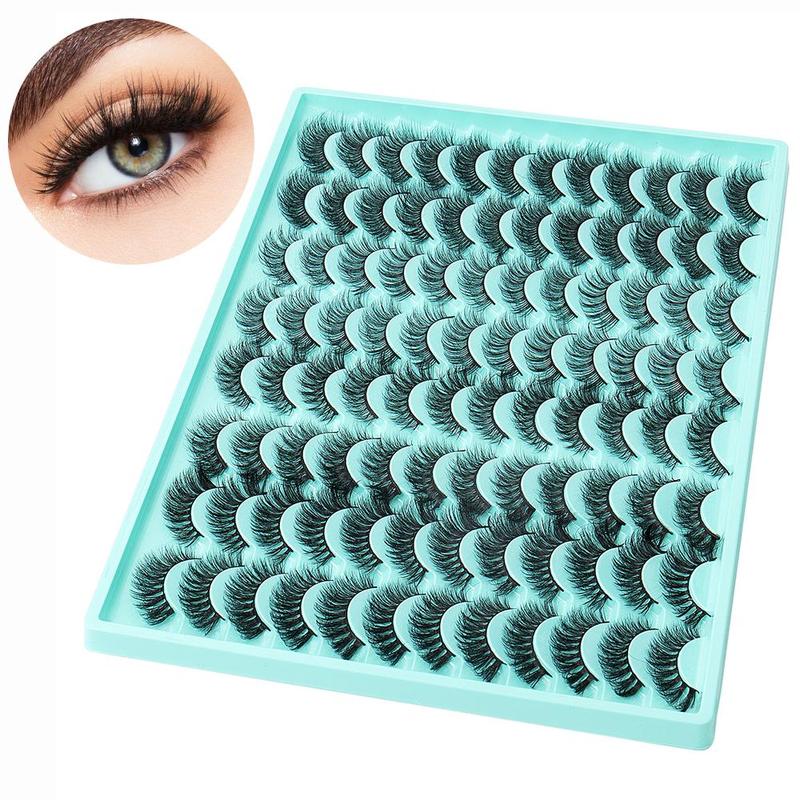 Thick & Curly False Eyelashes, 48 Pairs Natural Look Eyelash Extensions, Reusable Lightweight & Soft False Eyelashes, Fluffy Curly Thick Faux Cluster Lashes