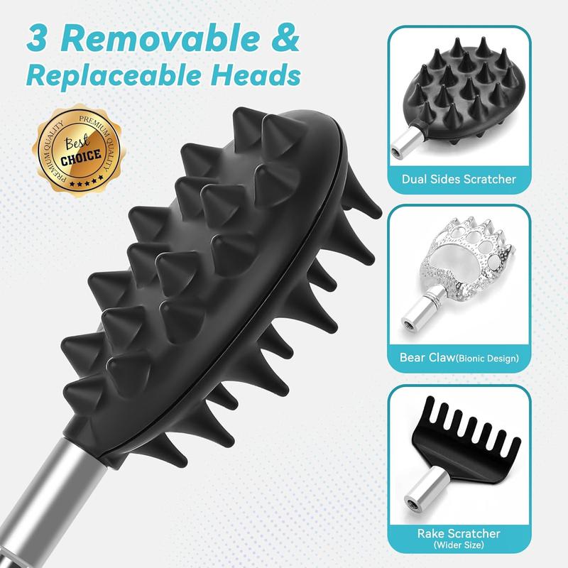 Telescoping Back Scratcher with 3 Detachable Heads, Stocking Stuffers&Christmas Gifts for Men, Women, Dad, Husband, Friend Body Care Comfort