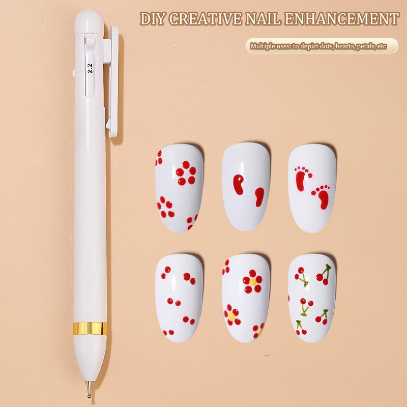 Nail Art Dot Pen, 4 in 1 Press Dot Drill Pen, Manicure & Pedicure Tool for Home & Beauty Salon