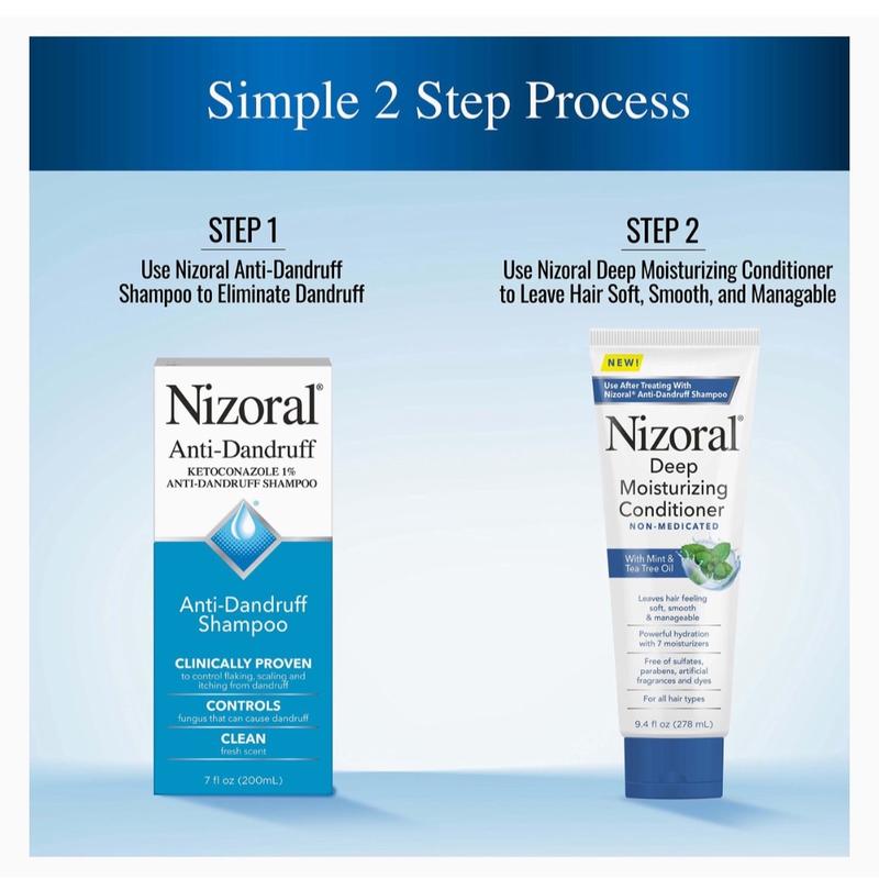 Nizoral Anti-Dandruff Shampoo +Conditioner,9.4 Oz Haircare Comfort Hydrating Moisture Cleanser Cleansing Hydrate Fungus Oil Tea Tree Mint Moisturizing