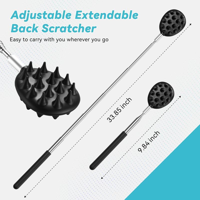 Telescoping Back Scratcher with 3 Detachable Heads, Stocking Stuffers&Christmas Gifts for Men, Women, Dad, Husband, Friend Body Care Comfort