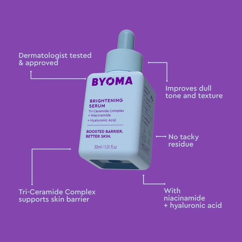 BYOMA Brightening Serum with Hyaluronic Acid, Niacinamide & Ceramides - Skin Repair Serum for Radiant & Glowing Skin - 1.01 fl. oz - Skincare