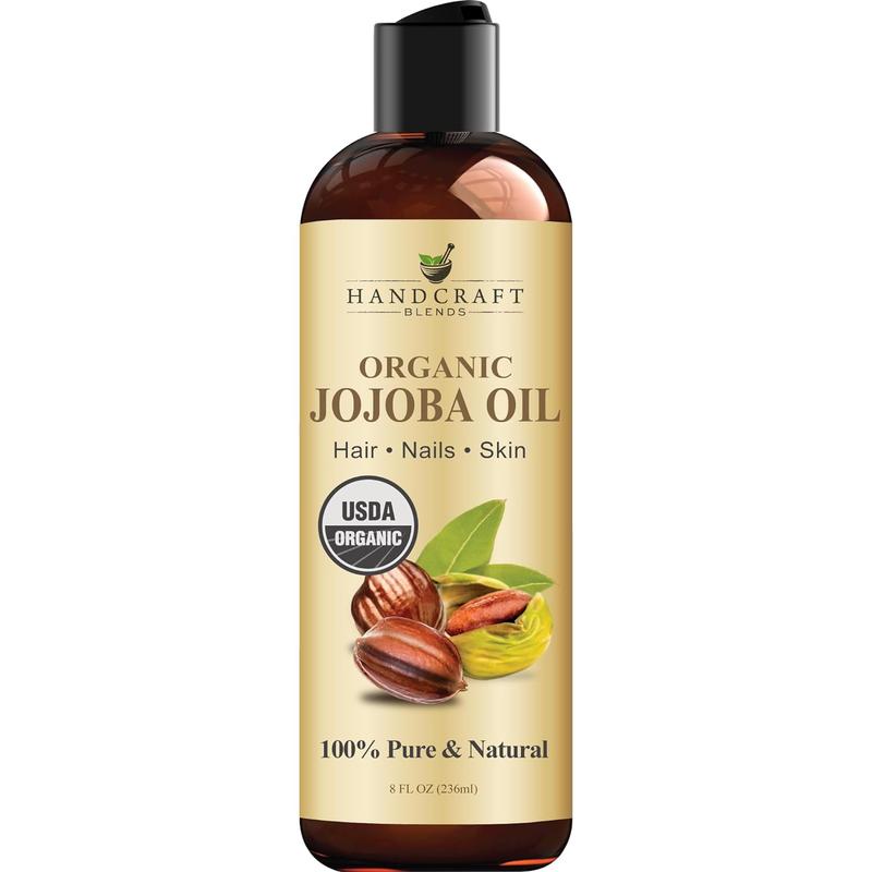 Handcraft Blends USDA Organic Jojoba Oil - 8 Fl Oz - 100% Pure and Natural - Premium Grade Oil for Face, Body and Hair - Anti-Aging Oil - Cold-Pressed and Hexane-Free - Packaging May Vary Handcraft Blends Handcraft Blends