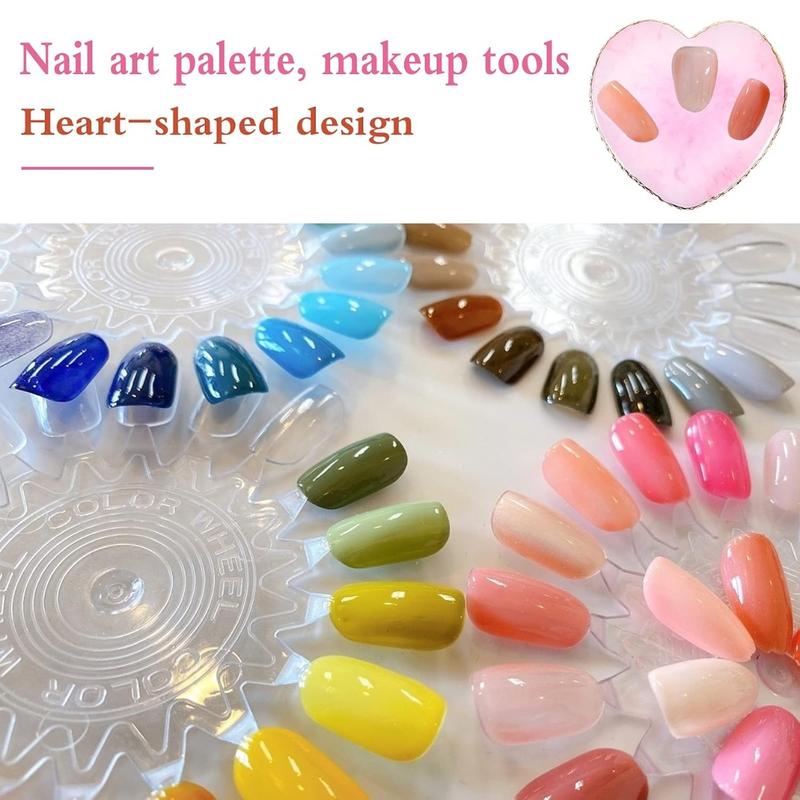 Nail Art Palettes Resin Nail Mixing Palette Polish Color Mixing Plate Golden Edge Resin Nail Holder Heart Shape Cosmetic Mixing Tools