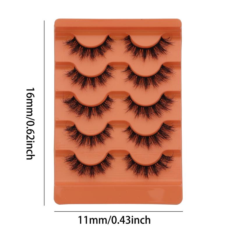 3D Natural Look False Eyelashes, 5 Pairs tray Wispy Cat Eye Faux Strip Lashes, Self Grafting Curl Eyelash, Volumized False Eyelashes for Women & Girls