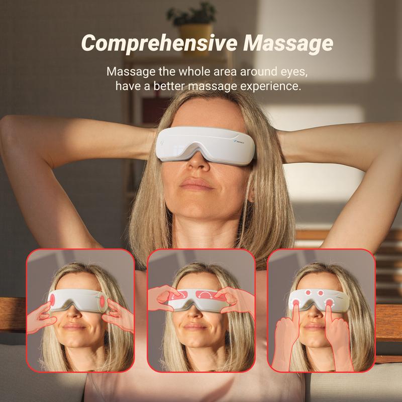 MERACH Eye Massager with Heat Compression and Bluetooth Music Eye Care Device Smart Eye Mask for Relax Birthday Gifts