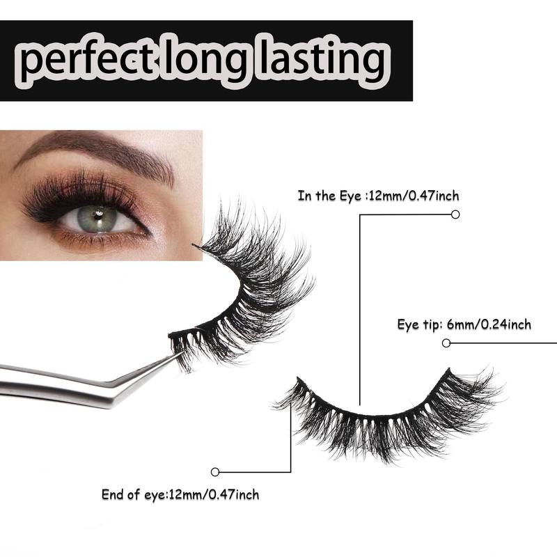 3D Natural Look False Eyelashes, 5 Pairs tray Wispy Cat Eye Faux Strip Lashes, Self Grafting Curl Eyelash, Volumized False Eyelashes for Women & Girls