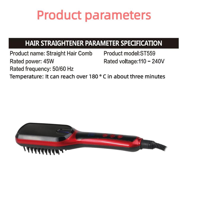 Hair Straightening Brush, Hair Straightening Comb, Negative Ion Hair Straightening Tool, Hair Styling Tool for Women & Girls