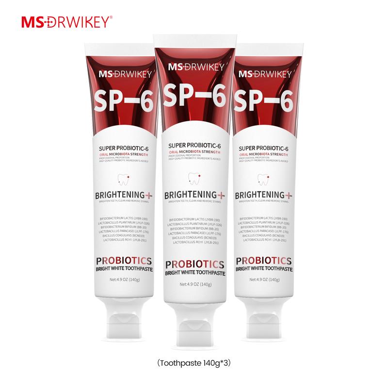 MSDRWIKEY SP-6 Probiotic Whitening & Fresh Breath Toothpaste Set, Cooling+ & Brightening Formula, 140g x 3 Oral