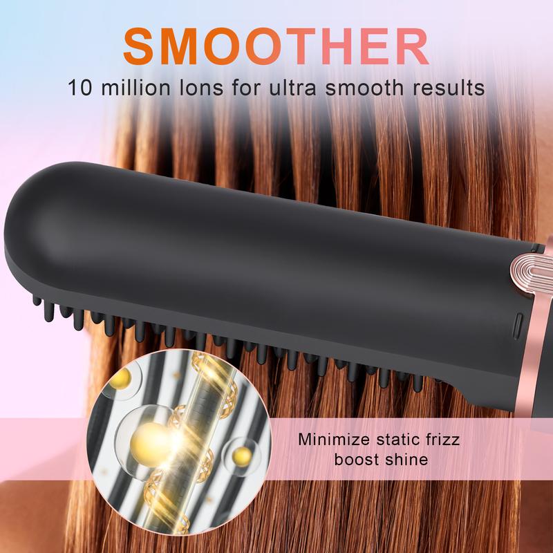 [Black Friday]DGYAO Cordless Hair Straightener Brush ,for Travel Straight Hair Comb Ceramic Coating, Lightweight for Touch-ups Comfort