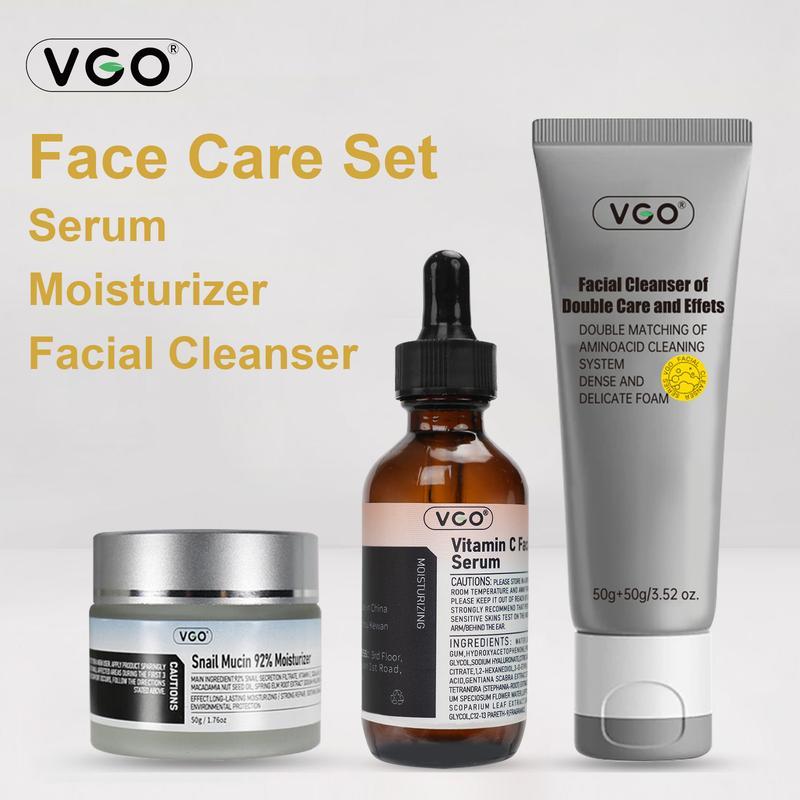 VGO Three-In-One Set Vitamin C Serum,Moisturizer,Facial Cleanser Moisturizing Suitable for sensitive skin-Live Skincare Radiance-A Comfort Skin Repair