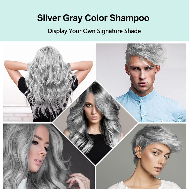 Instant Natural 3-in-1 Silver Gray Hair Color Shampoo, Long Lasting Gray Hair Shampoo, Hair Dye Colors in Minutes, Ammonia Free, Paraben Free Haircare