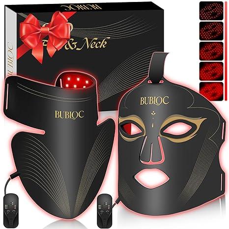 Red light mask set, 7-color LED mask, five-level brightness adjustment, suitable for face and neck, portable mask with power storage