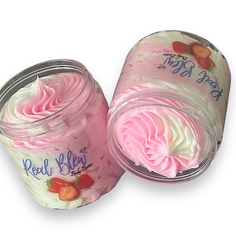 “Strawberry Shortcake” Whipped Body Butter Skincare Moisturizer for all skin types Aloe Aloevera Body Care Lotions