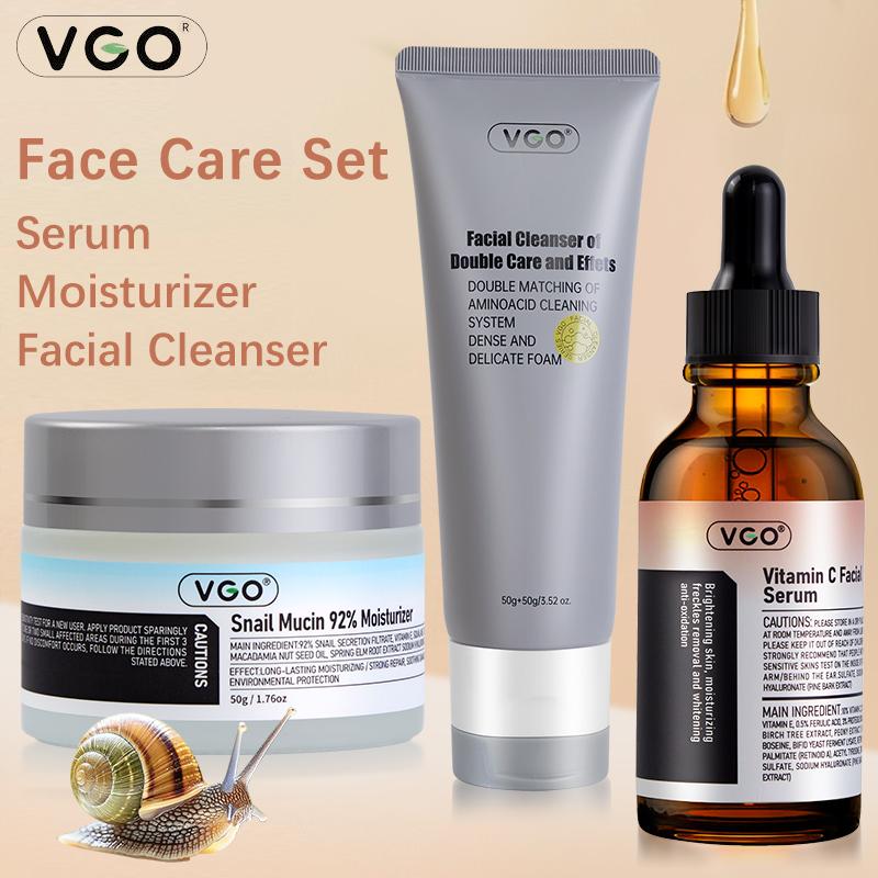 VGO-Vitamin C Serum, Moisturizer, and Facial Cleanser Set Cleansing Moisturizing Suitable for sensitive skin-Live Skincare Radiance-A Comfort Skin Repair Skincare set, facial cleansing set, moisturizing set